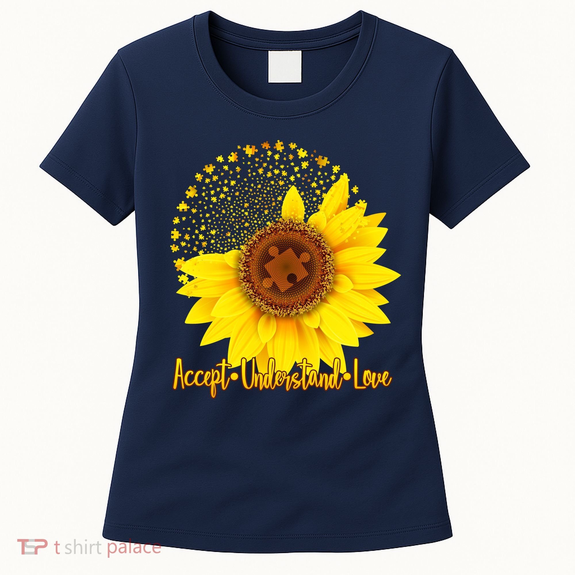 Autism Awareness Sunflower Puzzle Women's T-Shirt