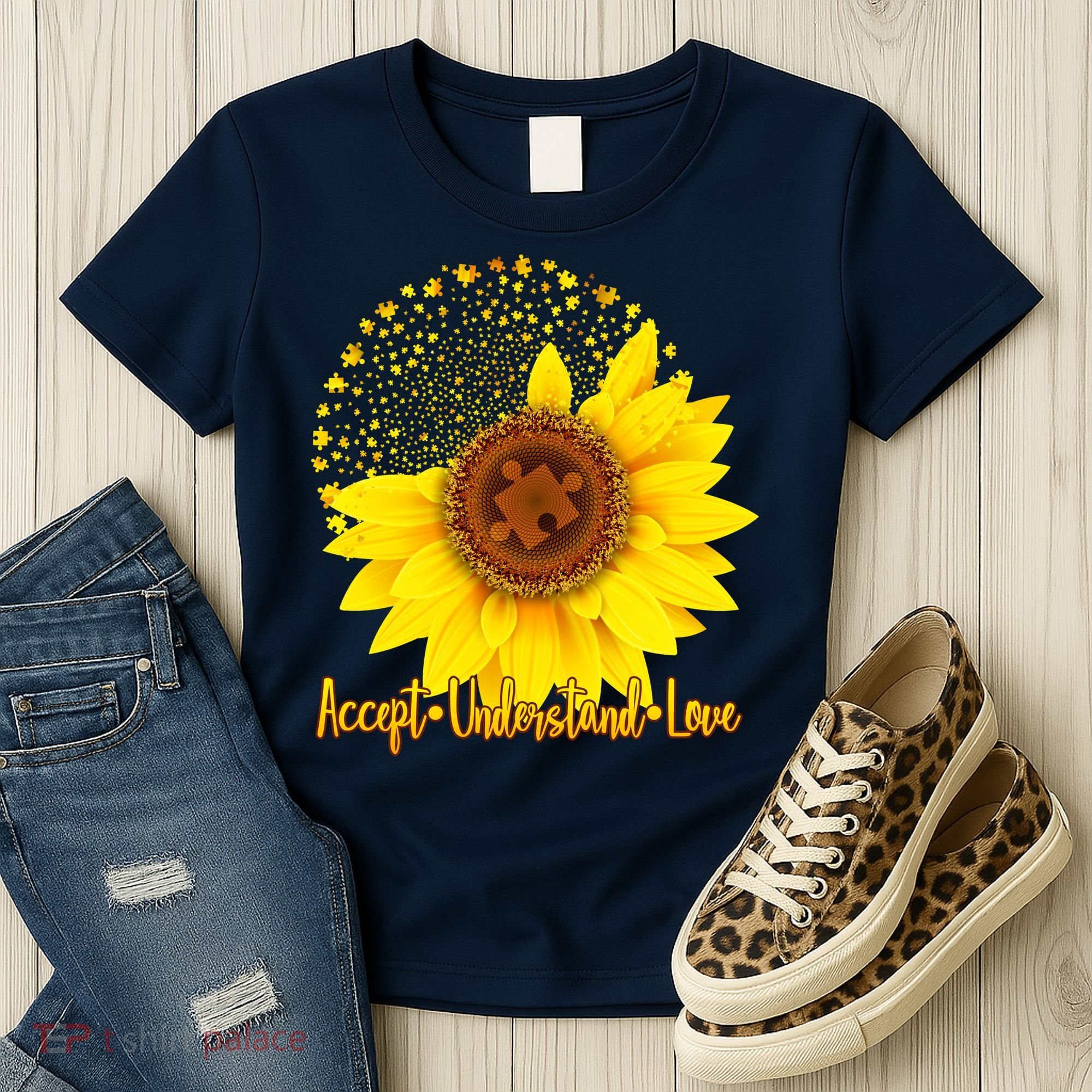 Autism Awareness Sunflower Puzzle Women's T-Shirt