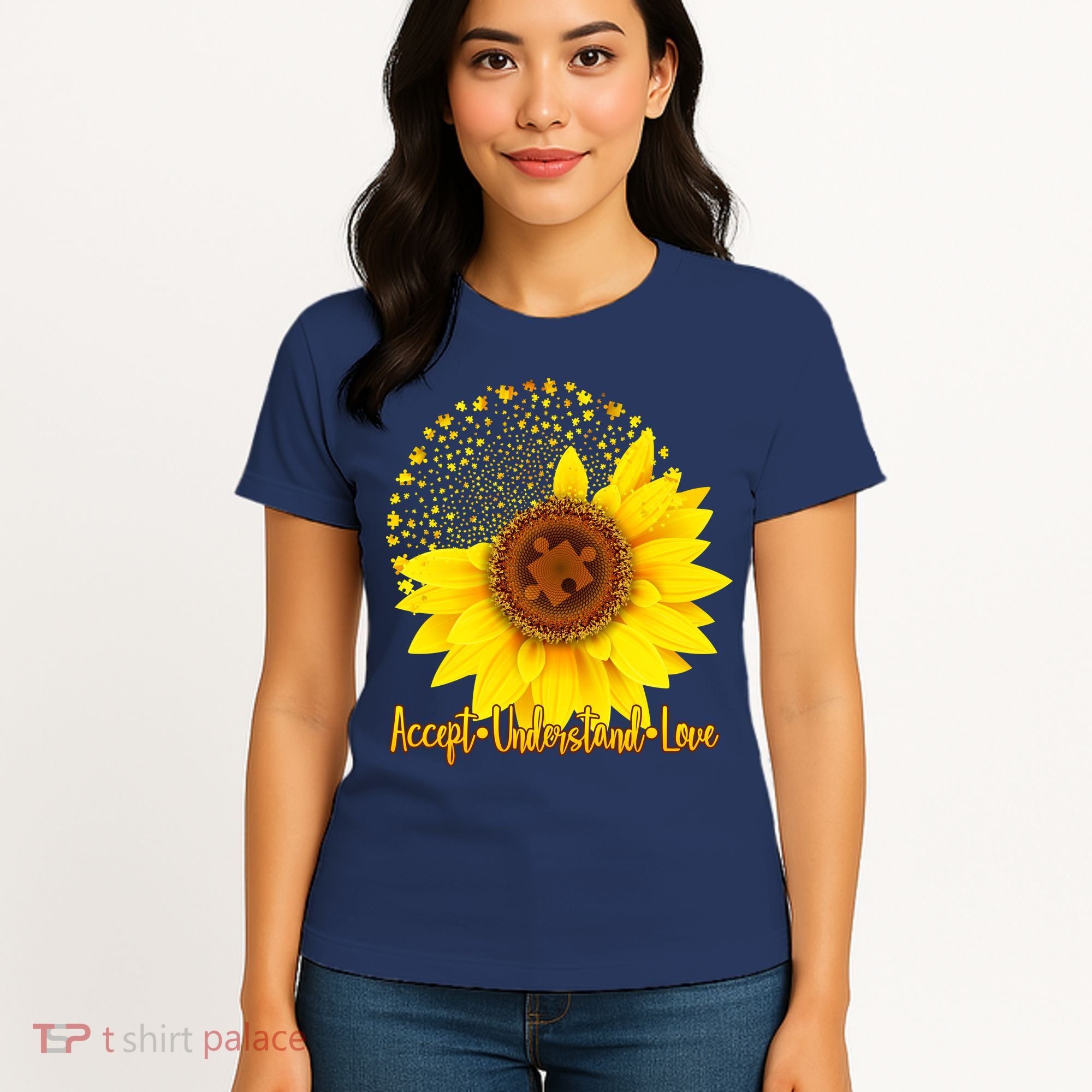 Autism Awareness Sunflower Puzzle Women's T-Shirt