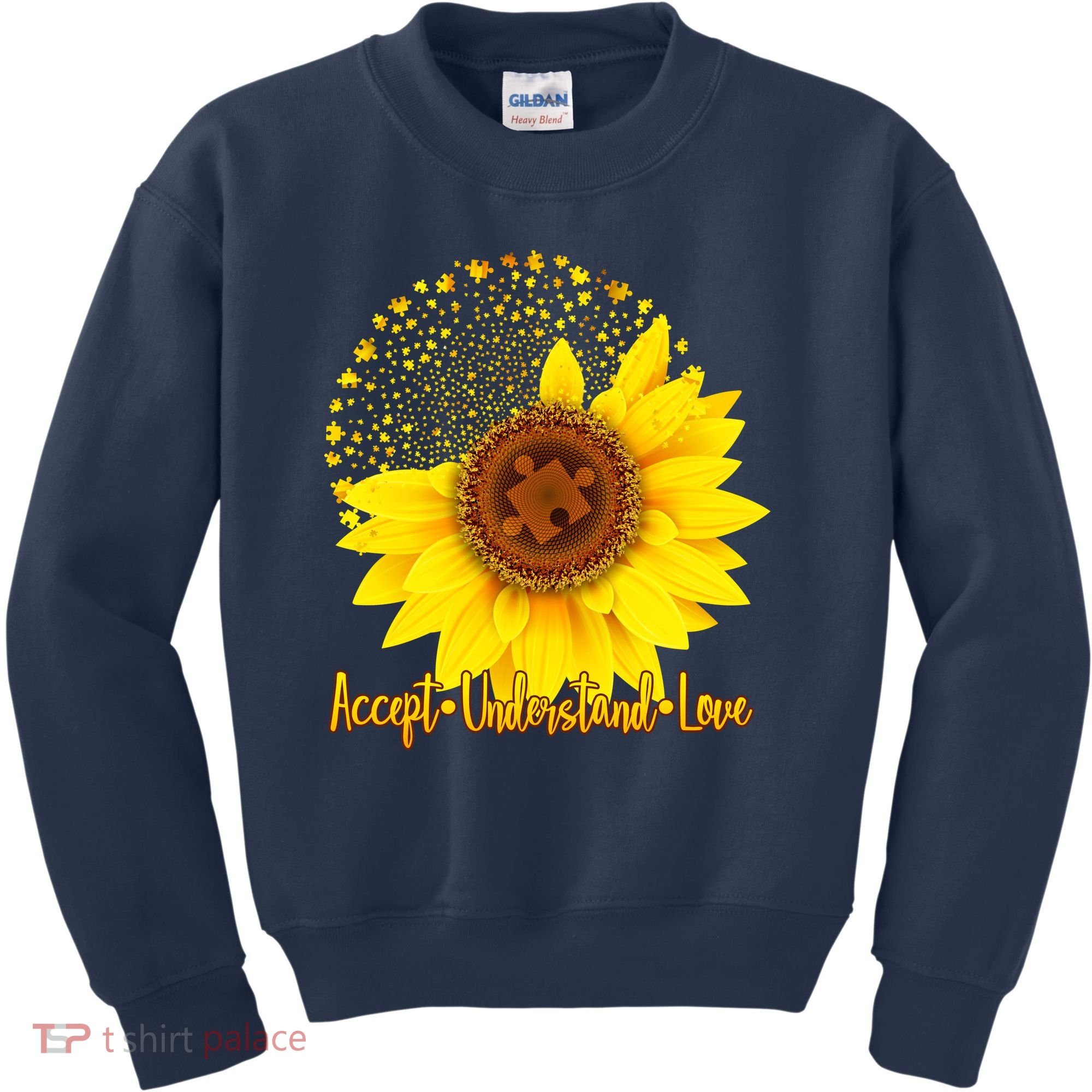 Autism Awareness Sunflower Puzzle Kids Sweatshirt