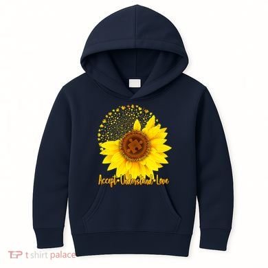 Autism Awareness Sunflower Puzzle Kids Hoodie