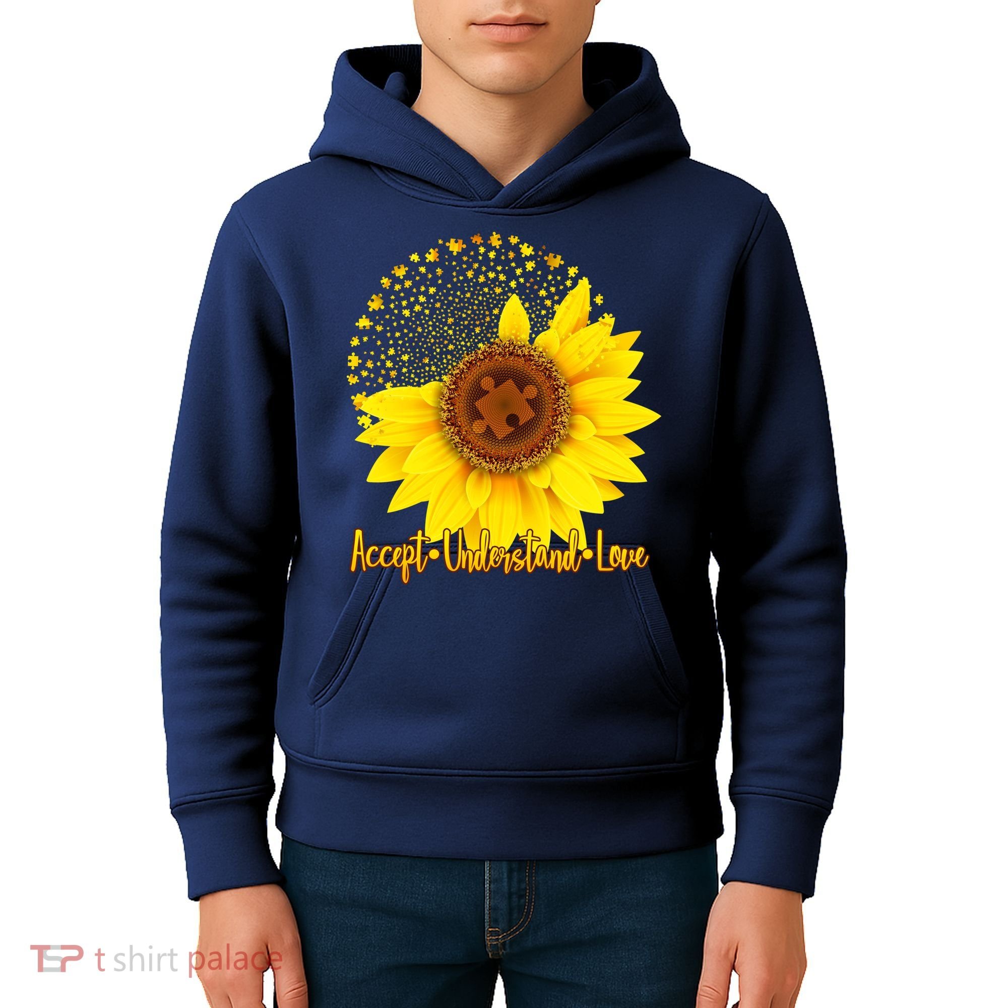 Autism Awareness Sunflower Puzzle Kids Hoodie