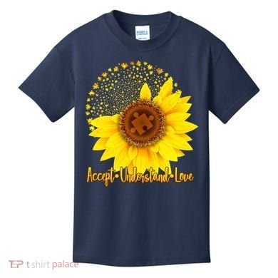 Autism Awareness Sunflower Puzzle Kids T-Shirt