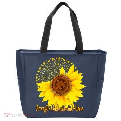 Autism Awareness Sunflower Puzzle Tote Bag