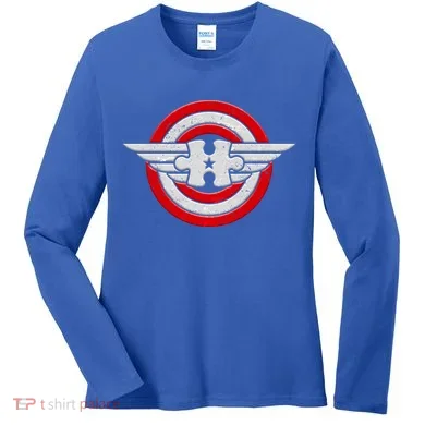 Autism Awareness Superhero Shield Crest Women's Long Sleeve Shirt