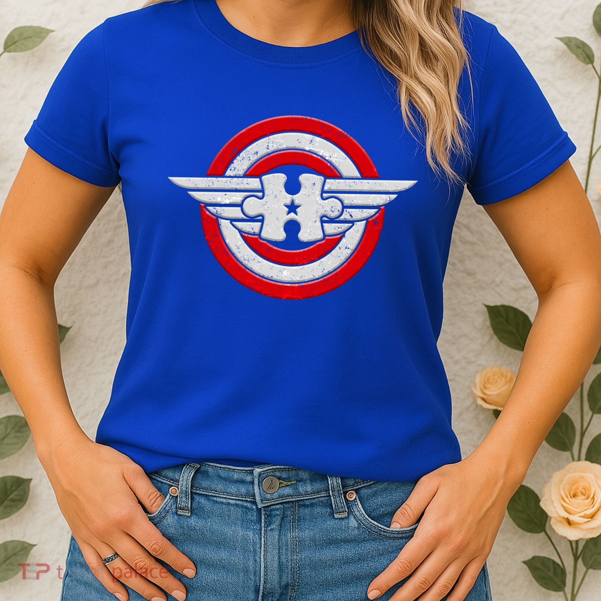 Autism Awareness Superhero Shield Crest Women's T-Shirt