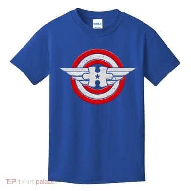 Autism Awareness Superhero Shield Crest Kids T-Shirt