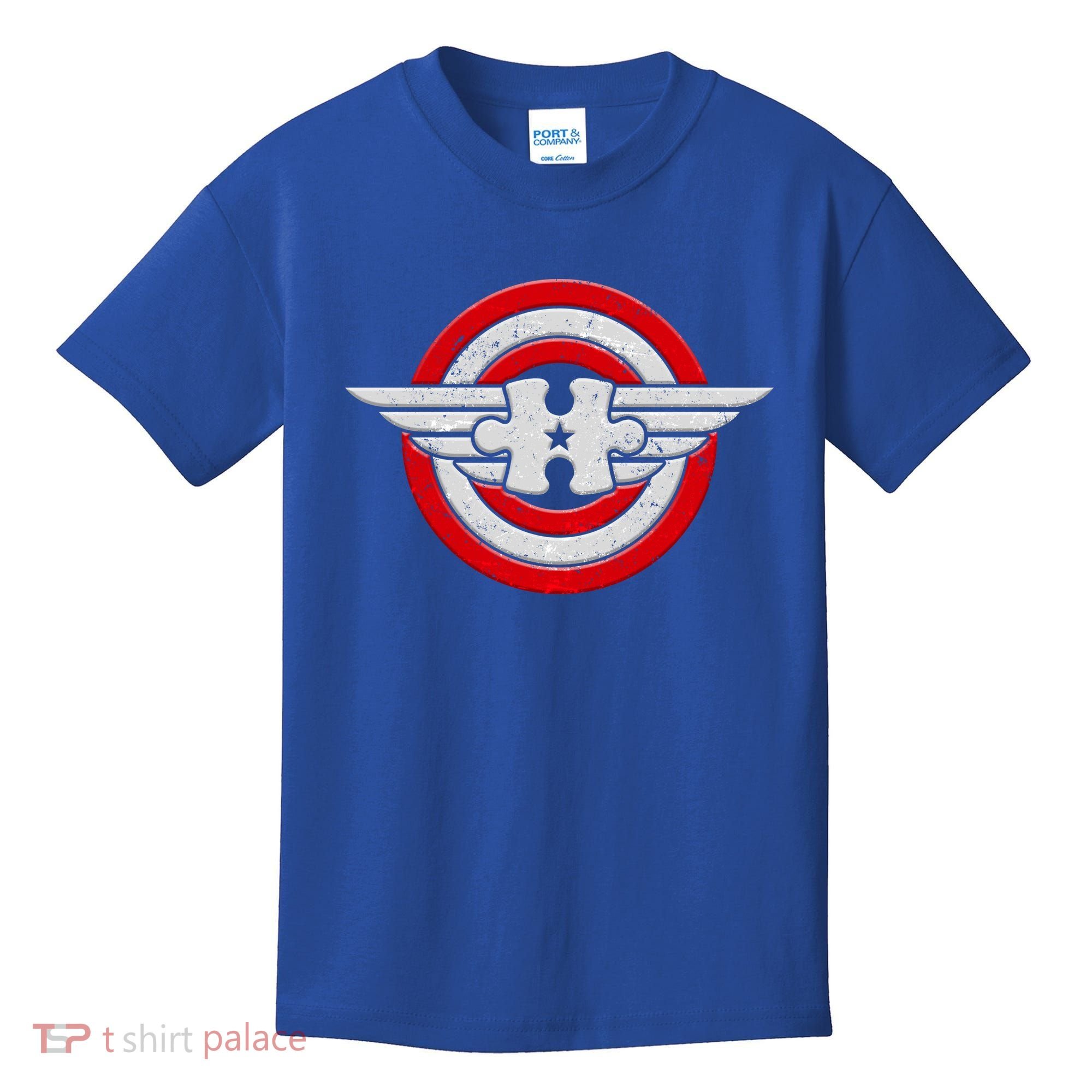 Autism Awareness Superhero Shield Crest Kids T-Shirt