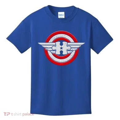 Autism Awareness Superhero Shield Crest Kids T-Shirt