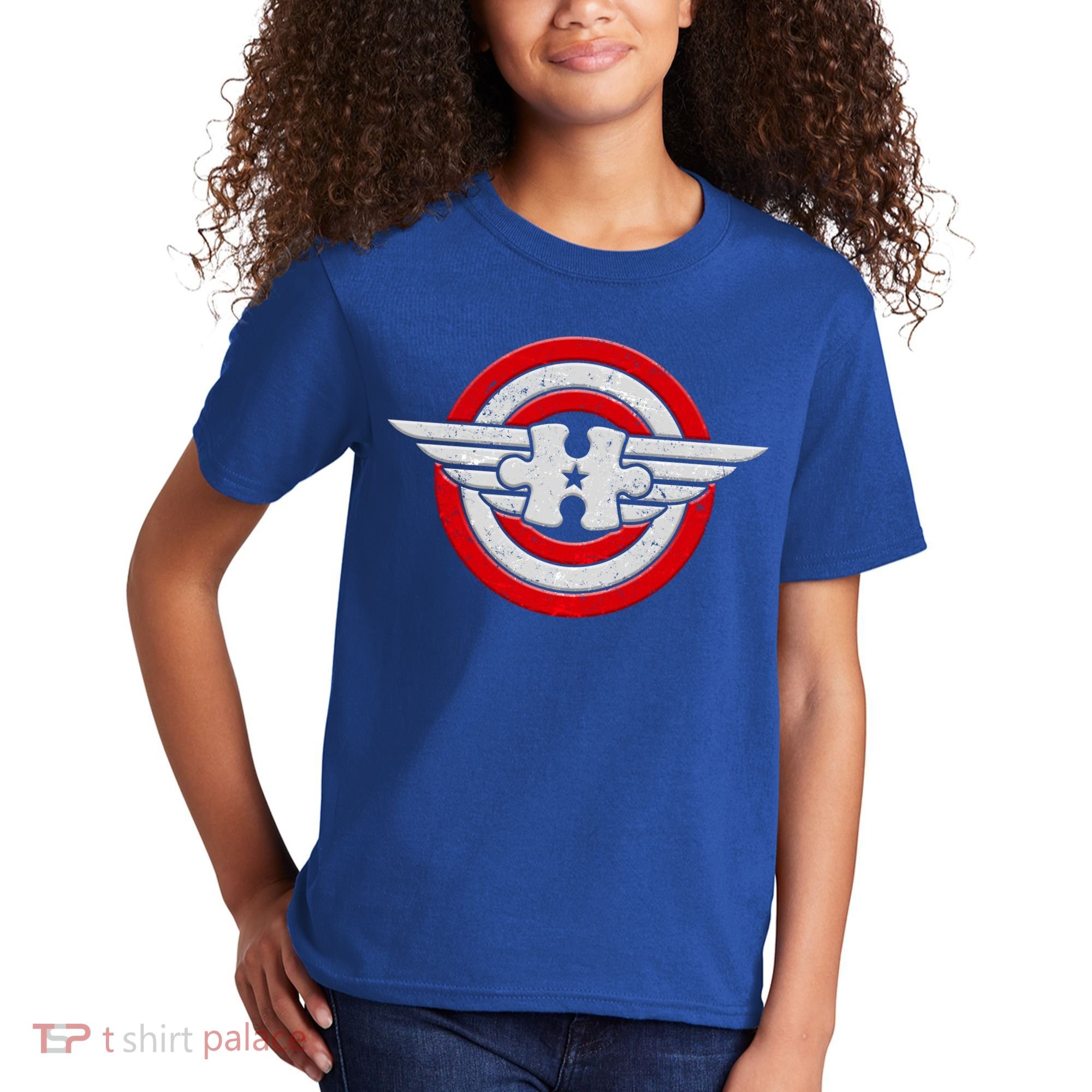 Autism Awareness Superhero Shield Crest Kids T-Shirt