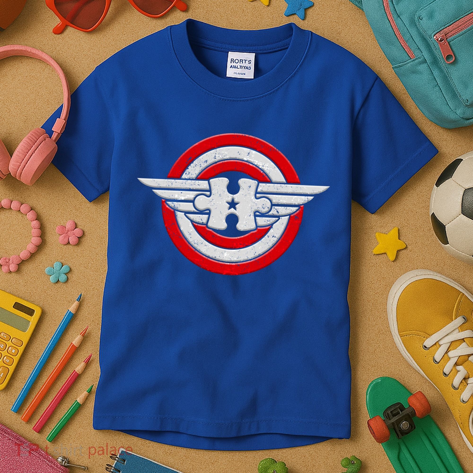 Autism Awareness Superhero Shield Crest Kids T-Shirt
