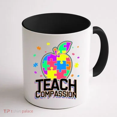 Autism Awareness Teach Compassion Coffee Mug back