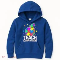 Autism Awareness Teach Compassion Kids Hoodie thumb 0