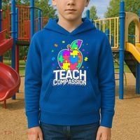 Autism Awareness Teach Compassion Kids Hoodie thumb 2