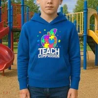 Autism Awareness Teach Compassion Kids Hoodie thumb 2