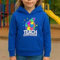 Autism Awareness Teach Compassion Kids Hoodie thumb 3