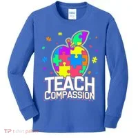 Autism Awareness Teach Compassion Kids Long Sleeve Shirt thumb 0