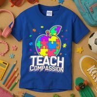 Autism Awareness Teach Compassion Kids T-Shirt thumb 3