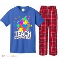 Autism Awareness Teach Compassion Kids Plaid Pajama Set thumb 0