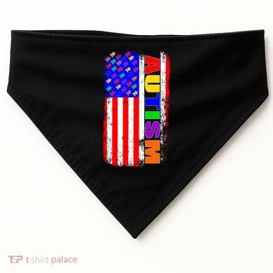 Autism Awareness USA Puzzle Rainbow Flag USA-Made Doggie Bandana