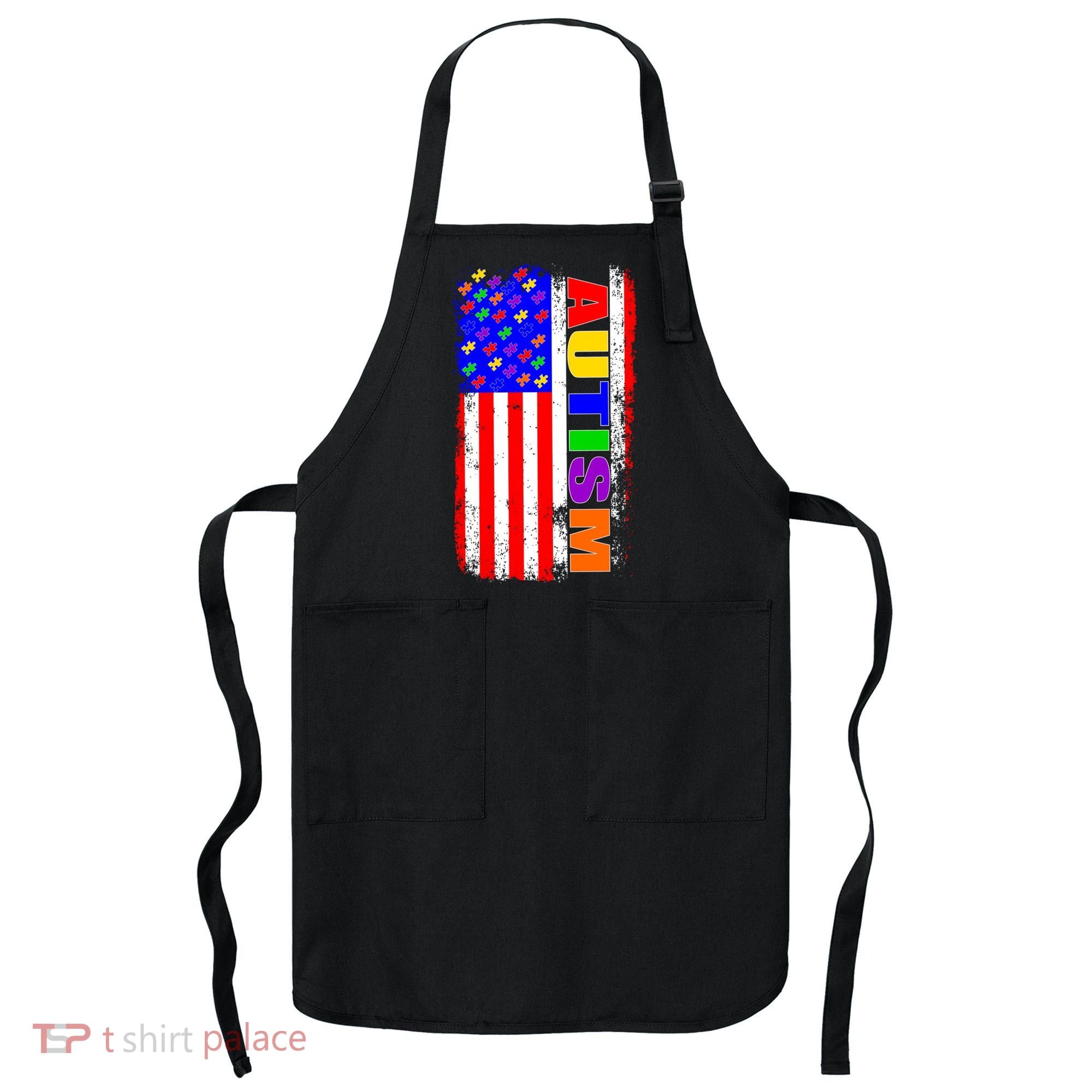 Autism Awareness USA Puzzle Rainbow Flag Apron