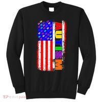 Autism Awareness USA Puzzle Rainbow Flag Sweatshirt thumb 0