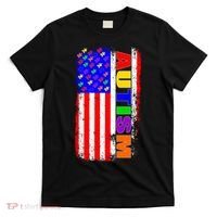 Autism Awareness USA Puzzle Rainbow Flag T-Shirt thumb 0
