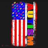 Autism Awareness USA Puzzle Rainbow Flag T-Shirt thumb 7
