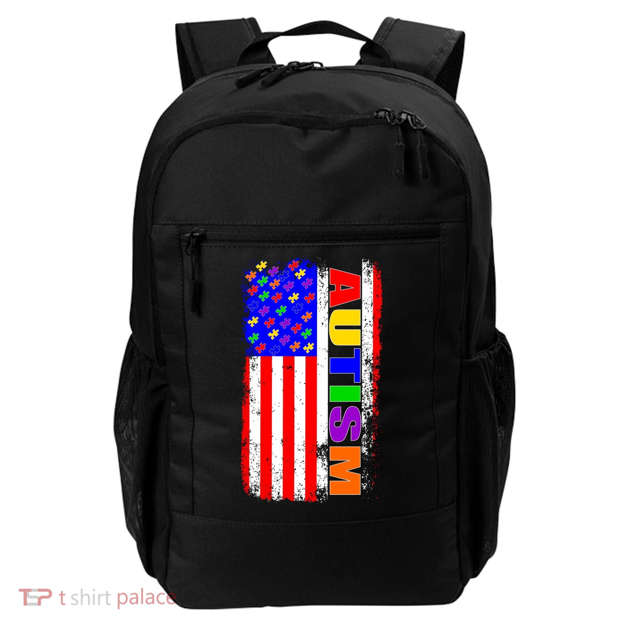 Autism Awareness USA Puzzle Rainbow Flag Backpack