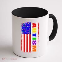 Autism Awareness USA Puzzle Rainbow Flag Coffee Mug thumb 1