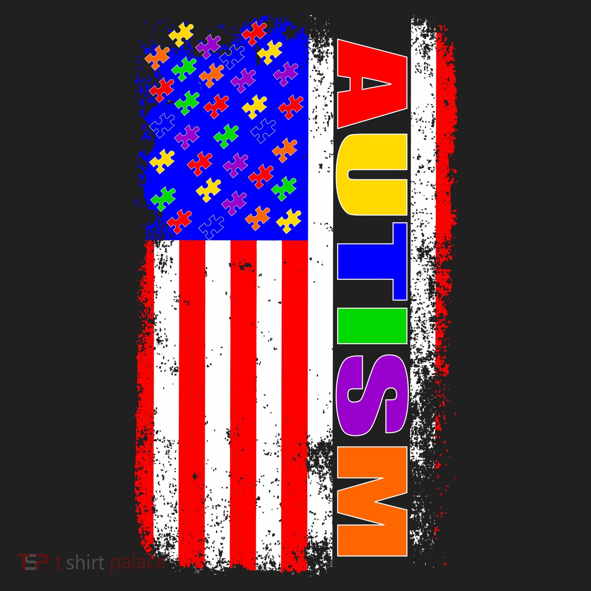 Autism Awareness USA Puzzle Rainbow Flag Beanie