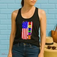Autism Awareness USA Puzzle Rainbow Flag Women's Tank Top thumb 2
