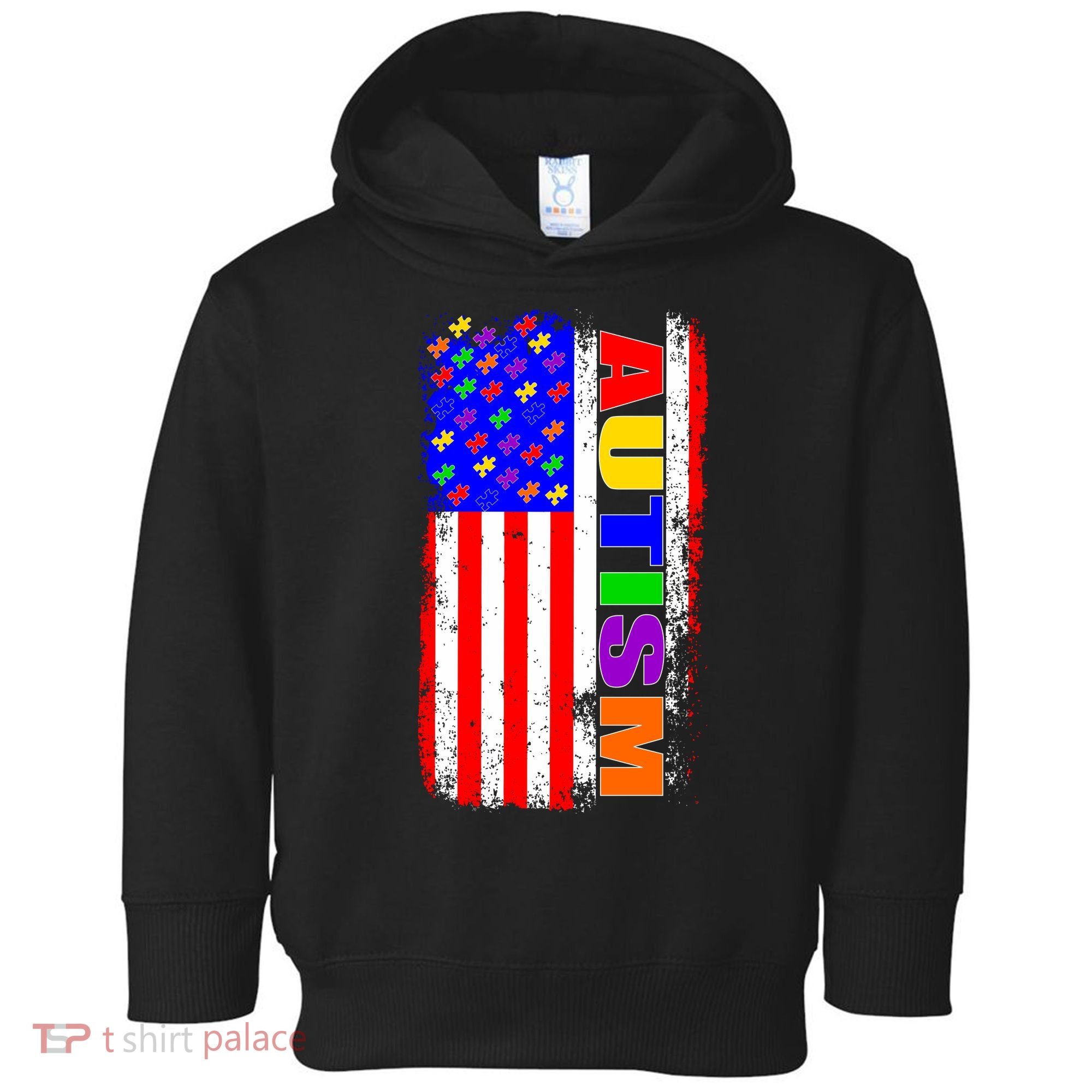Autism Awareness USA Puzzle Rainbow Flag Toddler Hoodie