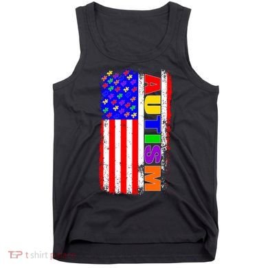 Autism Awareness USA Puzzle Rainbow Flag Tank Top