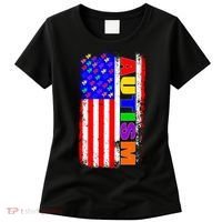 Autism Awareness USA Puzzle Rainbow Flag Women's T-Shirt thumb 0