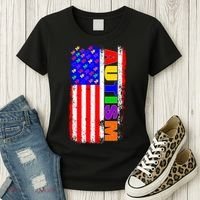 Autism Awareness USA Puzzle Rainbow Flag Women's T-Shirt thumb 3