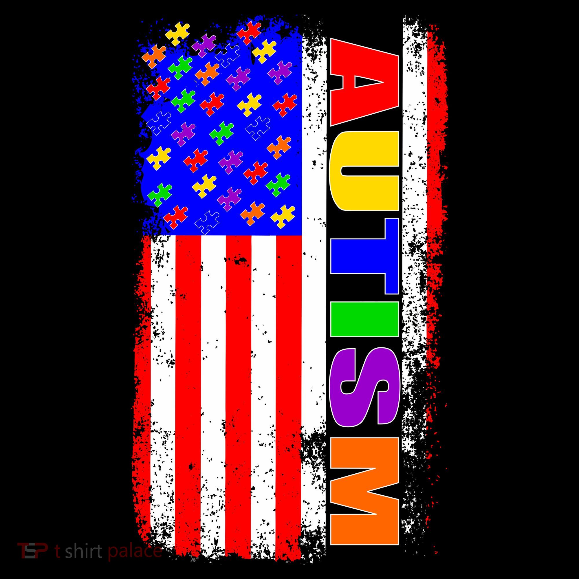 Autism Awareness USA Puzzle Rainbow Flag Women's T-Shirt