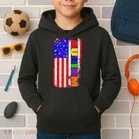 Autism Awareness USA Puzzle Rainbow Flag Kids Hoodie thumb 2