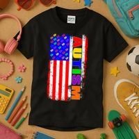Autism Awareness USA Puzzle Rainbow Flag Kids T-Shirt thumb 3