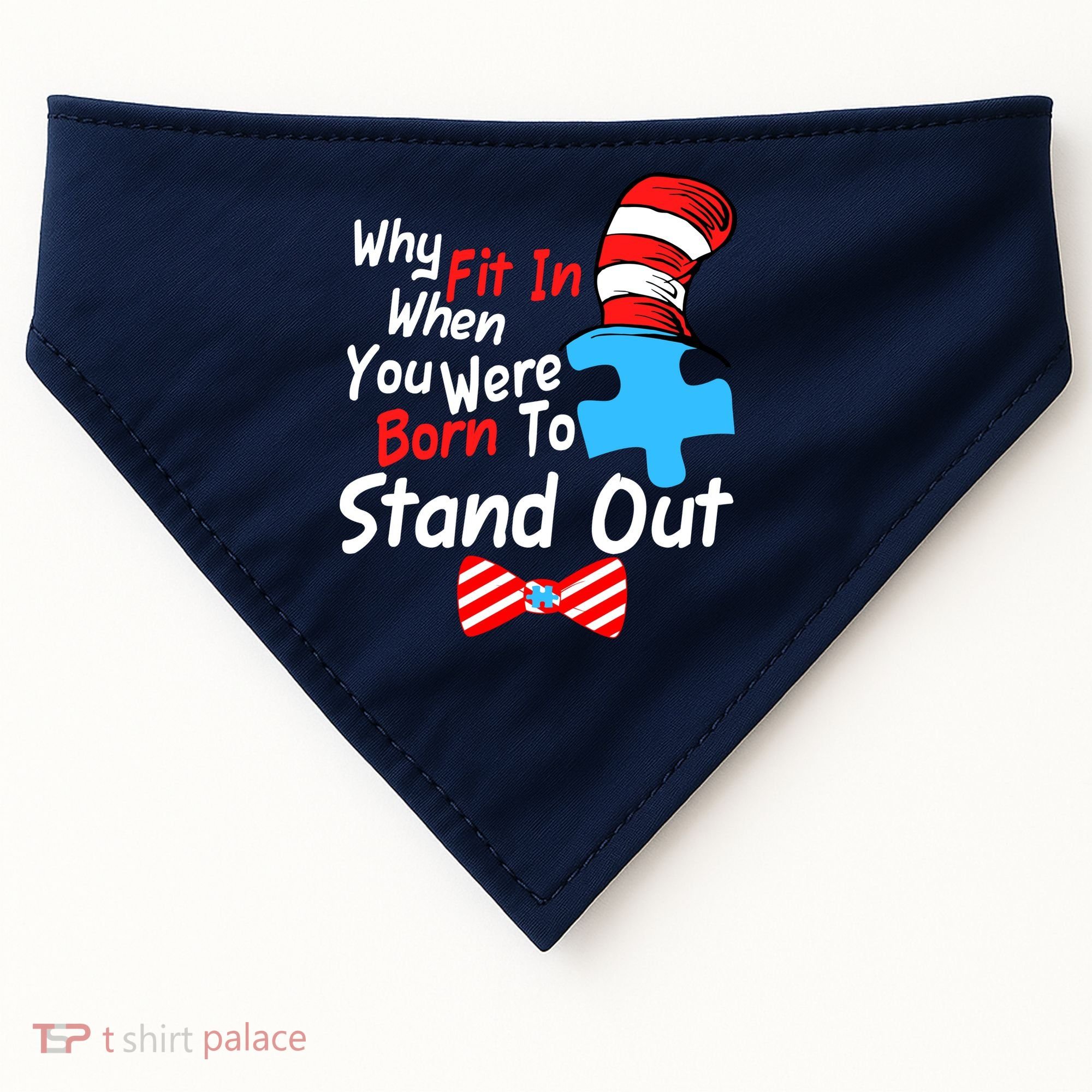 Autism Awareness Why Fit In When You Were Born To Stand Out Puzzle USA-Made Doggie Bandana