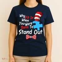 Autism Awareness Why Fit In When You Were Born To Stand Out Puzzle T-Shirt thumb 4