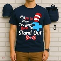 Autism Awareness Why Fit In When You Were Born To Stand Out Puzzle T-Shirt thumb 6