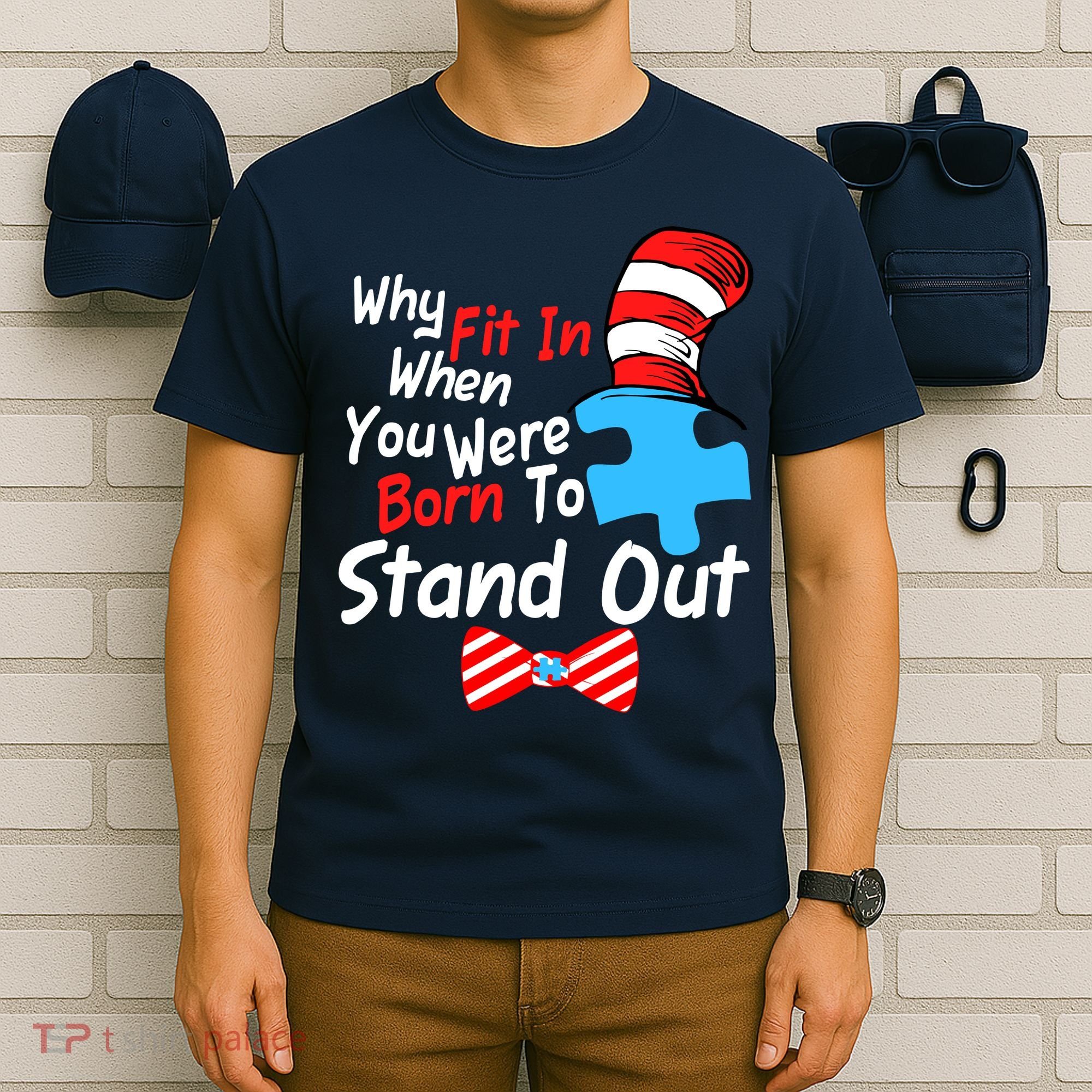 Autism Awareness Why Fit In When You Were Born To Stand Out Puzzle T-Shirt