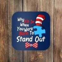 Autism Awareness Why Fit In When You Were Born To Stand Out Puzzle Coaster thumb 0