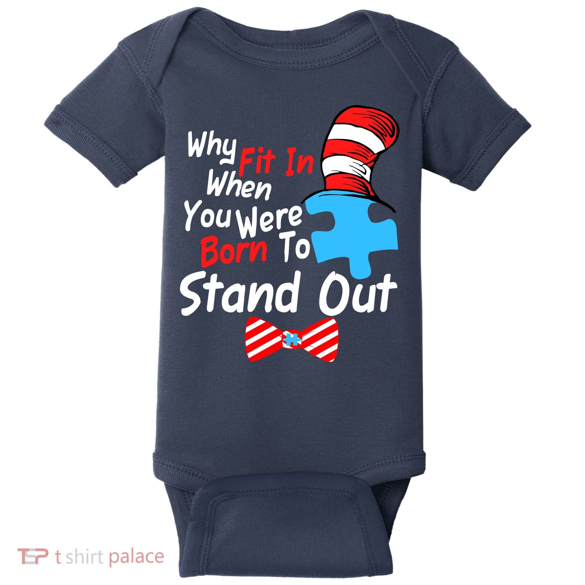 Autism Awareness Why Fit In When You Were Born To Stand Out Puzzle Baby Bodysuit