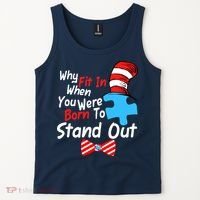 Autism Awareness Why Fit In When You Were Born To Stand Out Puzzle Tank Top thumb 2