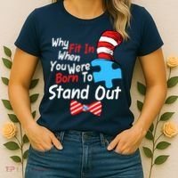Autism Awareness Why Fit In When You Were Born To Stand Out Puzzle Women's T-Shirt thumb 2