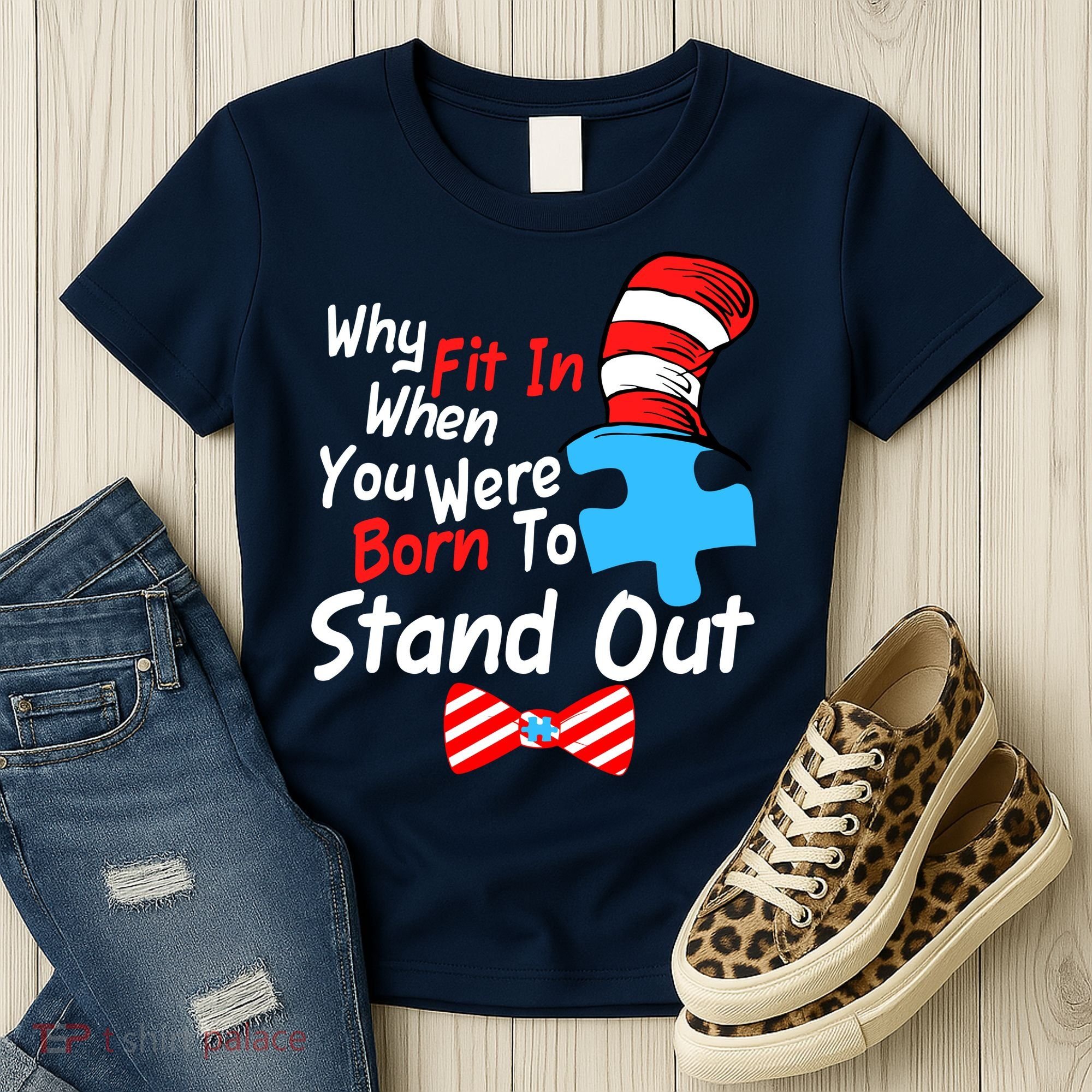 Autism Awareness Why Fit In When You Were Born To Stand Out Puzzle Women's T-Shirt