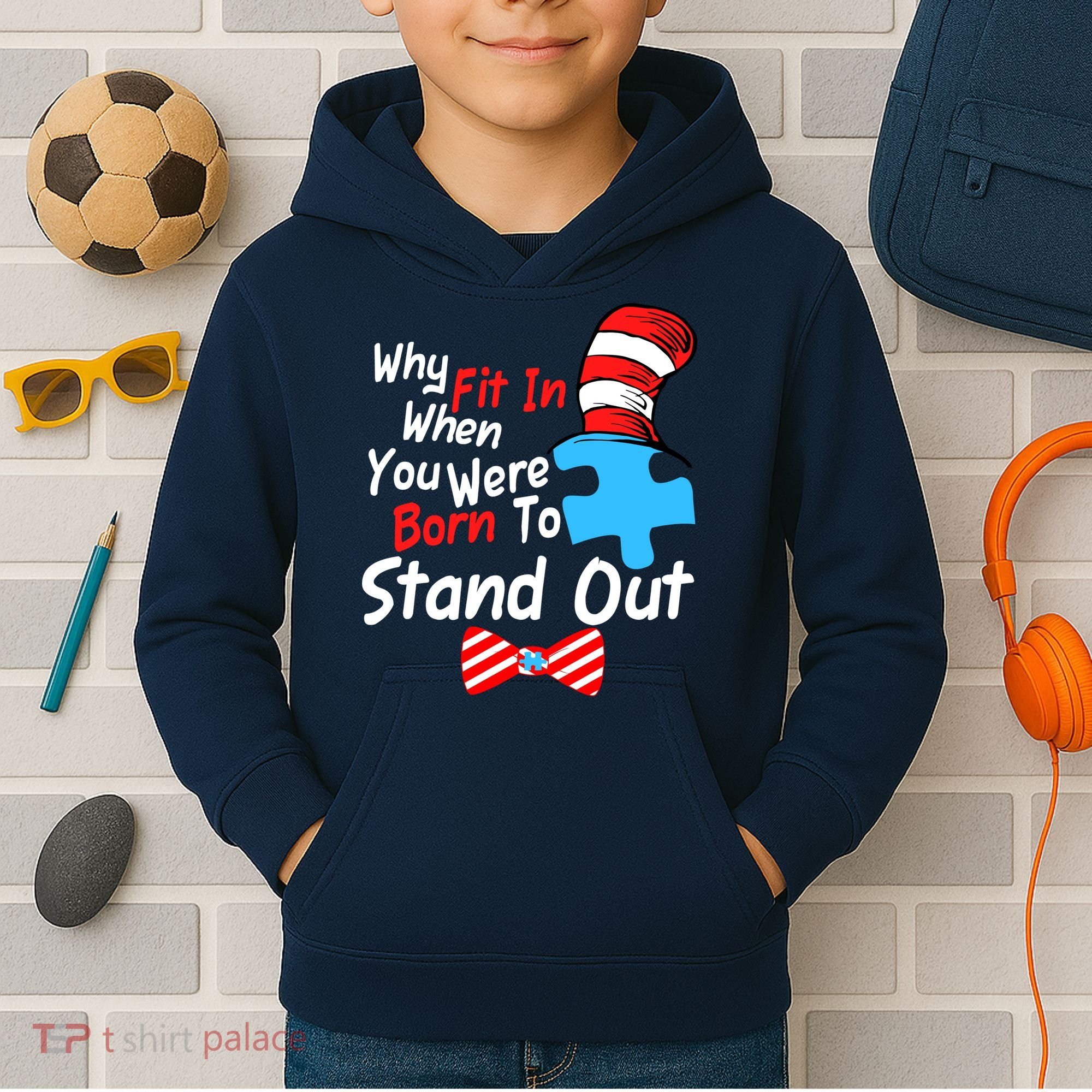 Autism Awareness Why Fit In When You Were Born To Stand Out Puzzle Kids Hoodie