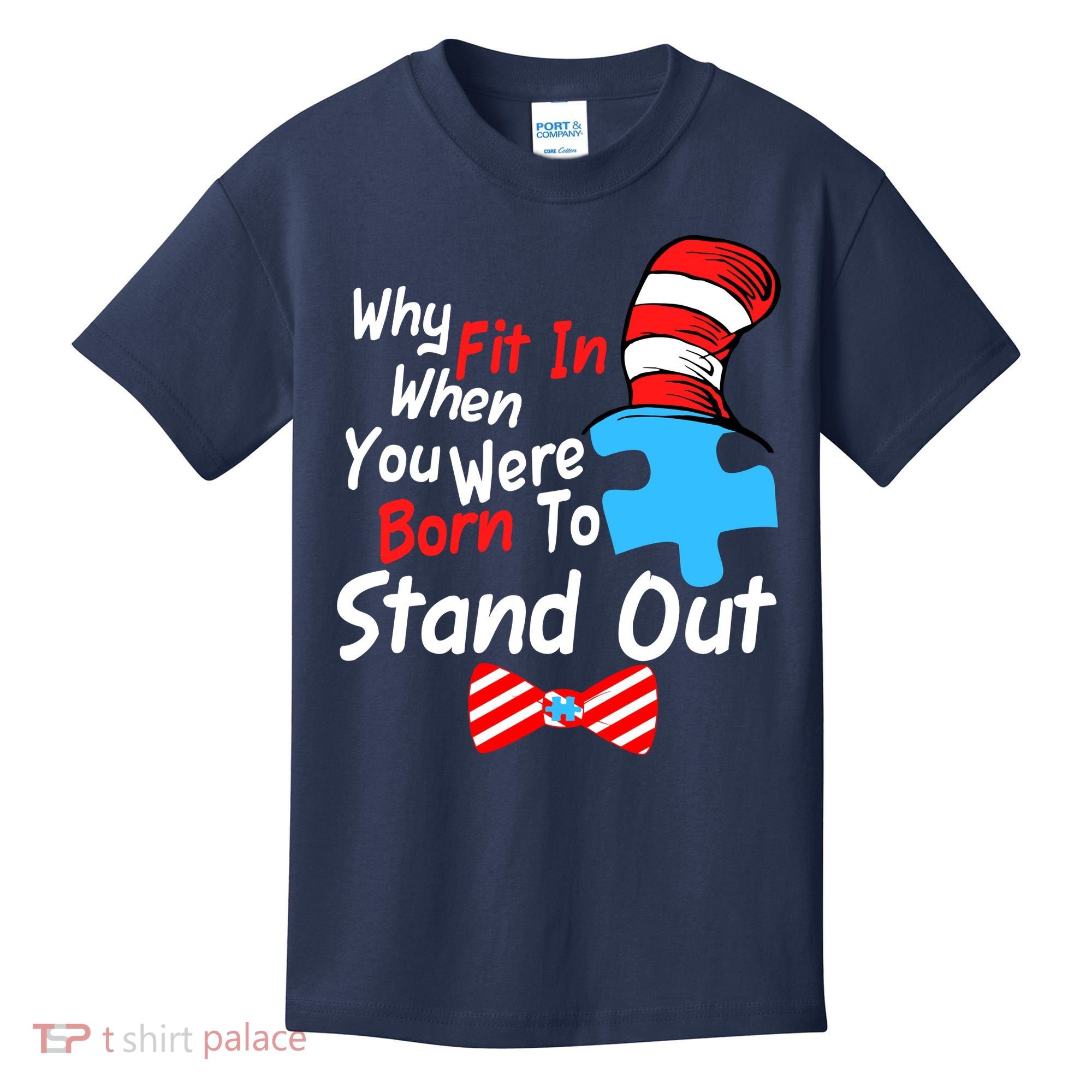 Autism Awareness Why Fit In When You Were Born To Stand Out Puzzle Kids T-Shirt